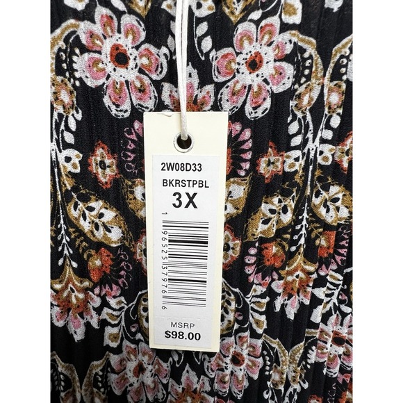 Max Studio Boho Floral Flare Sleeve Knife Pleat Peasant Top Women's Size 3X NWT - Picture 3 of 9